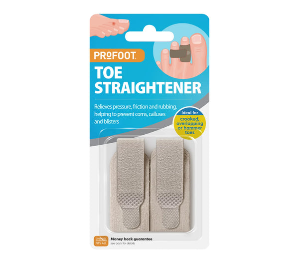 ProFoot Toe Straightener and Corrector front packaging showing two toe straighteners for crooked toes