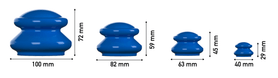 Four-piece silicone cupping therapy set in different sizes for massage and muscle recovery use